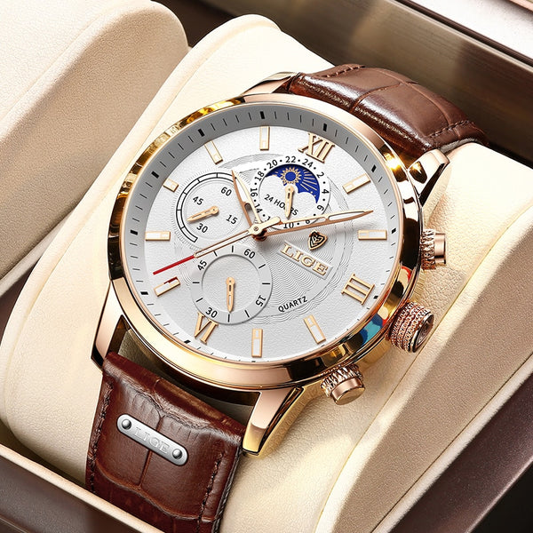 Leather Waterproof Luminous Top Brand Luxury Mens Quartz Wrist Watch