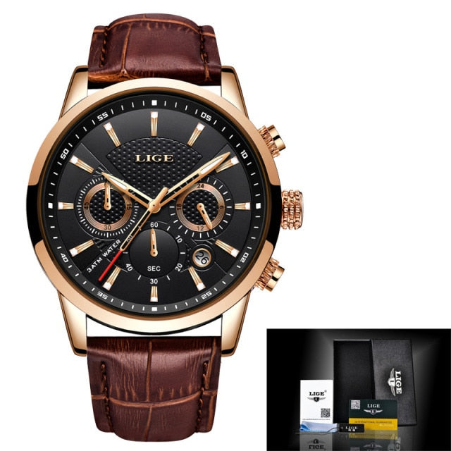 Leather Waterproof Luminous Top Brand Luxury Mens Quartz Wrist Watch