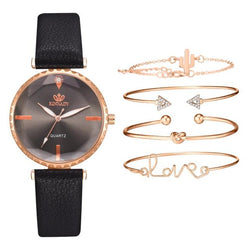 5pcs Set Top Style Fashion Women's Watch Luxury Leather Band Analog Quartz WristWatch Ladies Watch