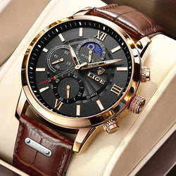 Leather Quartz Watch Sports Waterproof Male Clock