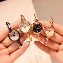 Luxury Fashion Gold Bangle Bracelet Women Watches Stainless Steel Retro Ladies Quartz Wristwatch