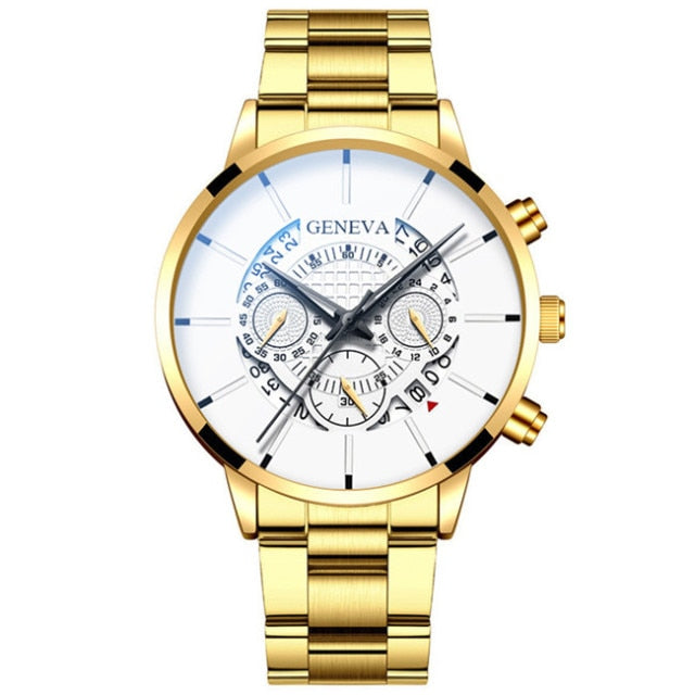 Stainless Steel Watches Luxury Men Business Calendar Quartz Wrist Watch