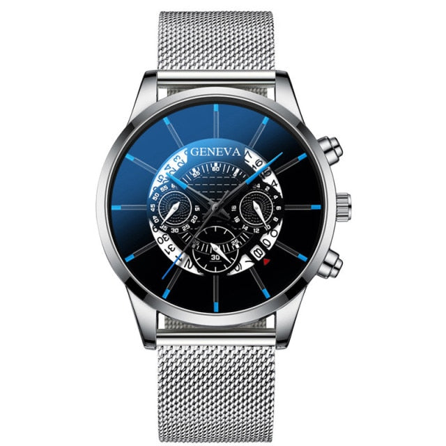 Stainless Steel Watches Luxury Men Business Calendar Quartz Wrist Watch