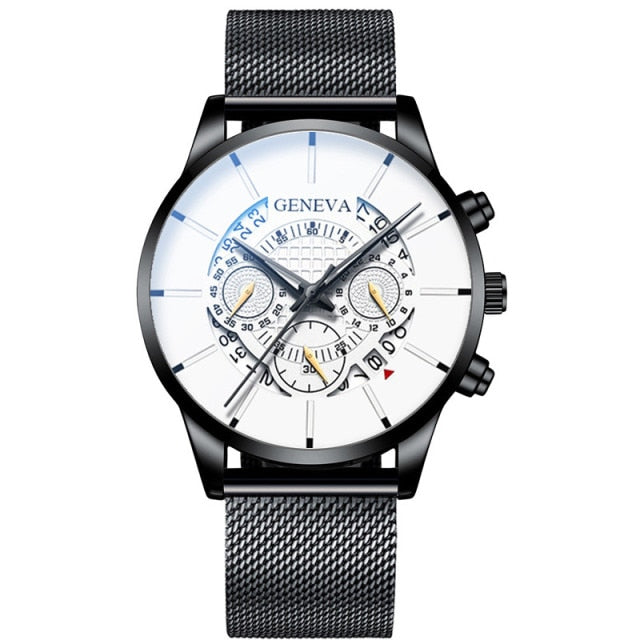 Stainless Steel Watches Luxury Men Business Calendar Quartz Wrist Watch